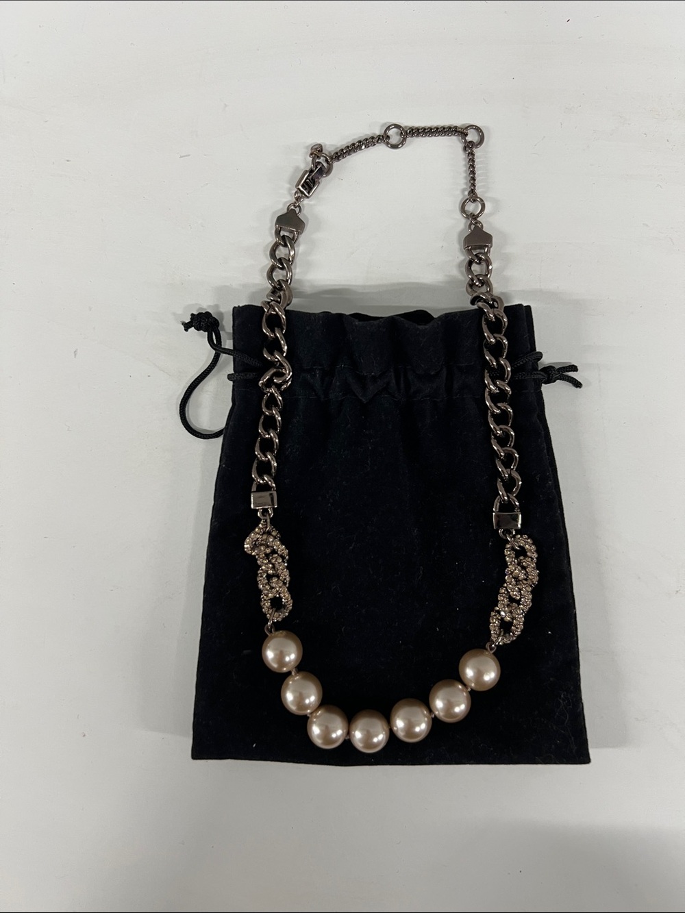 Givenchy Pearl and Metal Chain Necklace